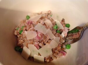 Farro w Prosciutto & Peas