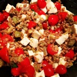 Farro with Roasted Eggplant, Tomatoes and Fresh Mozzarella